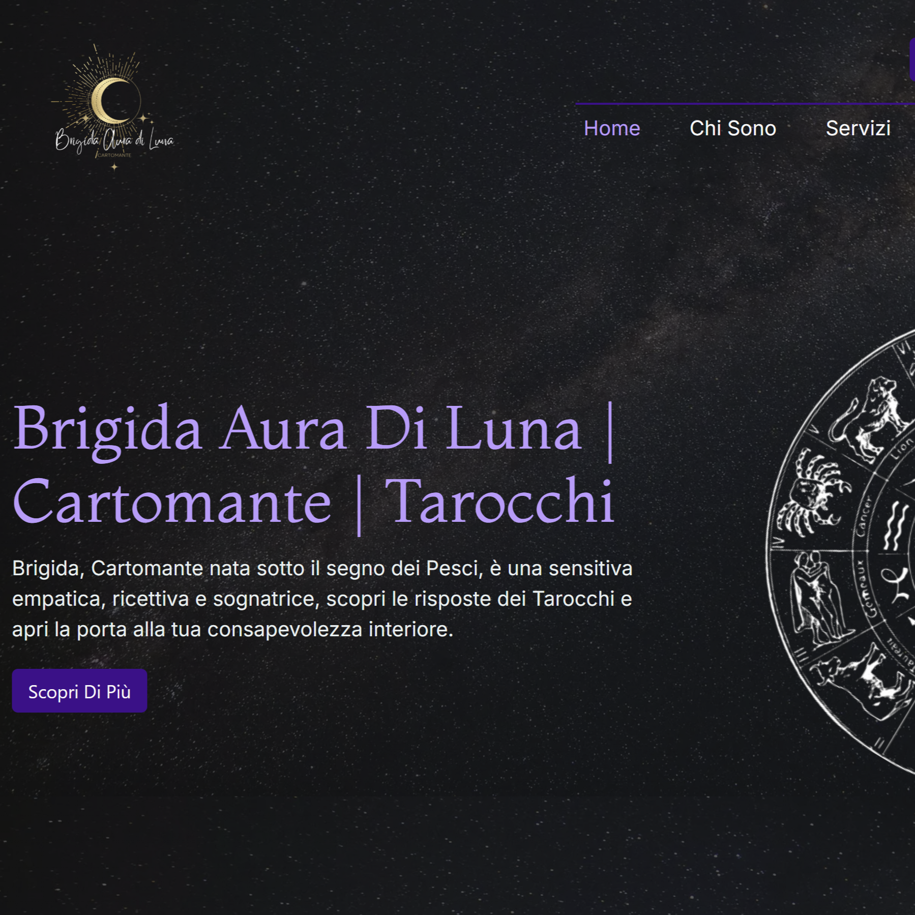 Sito per Brigida Aura di Luna, Cartomante a Roma