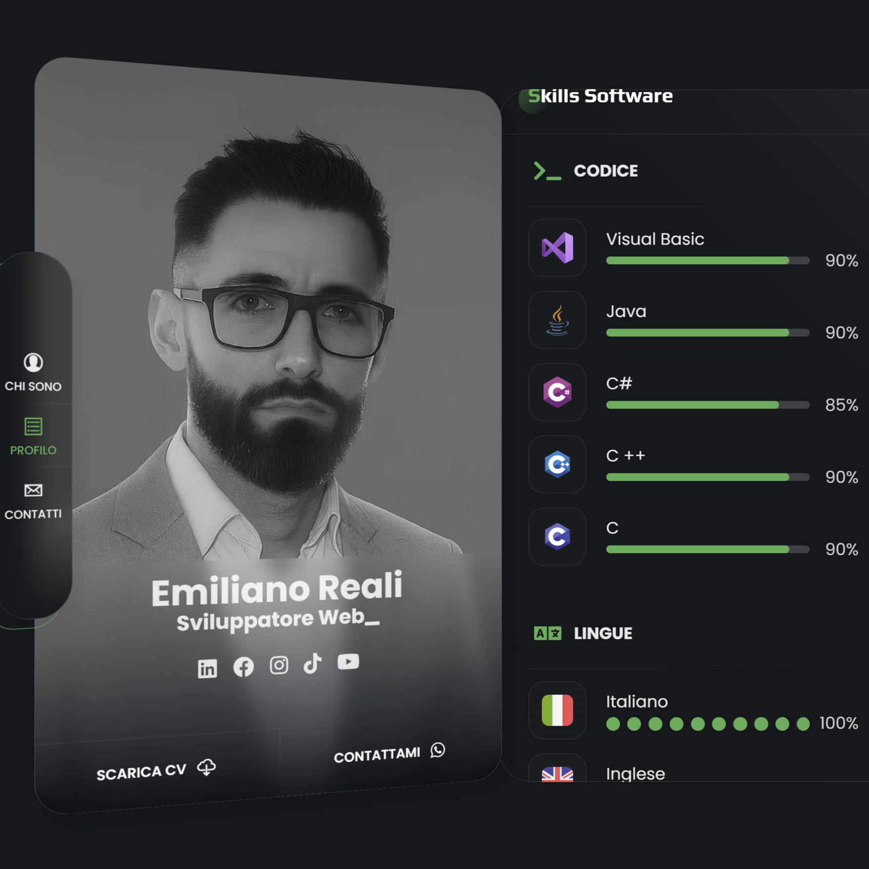 Sito per Emiliano Reali Developer, Programmatore Web a Roma